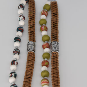 bracelet double réglable macramé perles t 18.5 à 22 cm 3