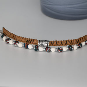 bracelet double réglable macramé perles t 18.5 à 22 cm bleu canrad rouille