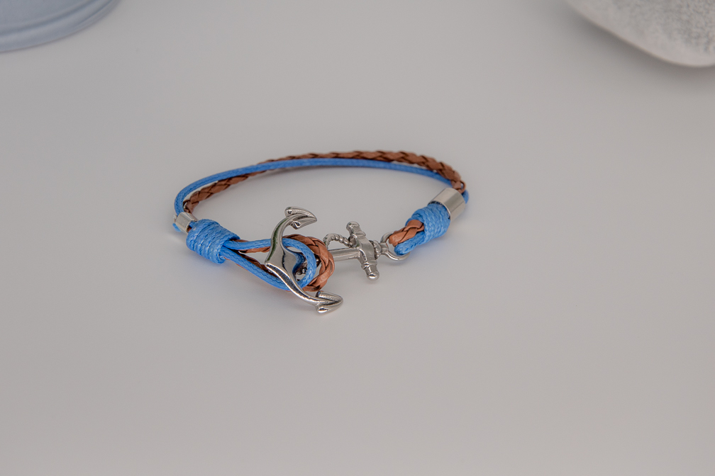 bracelet ancre marine double t 19.5cm
