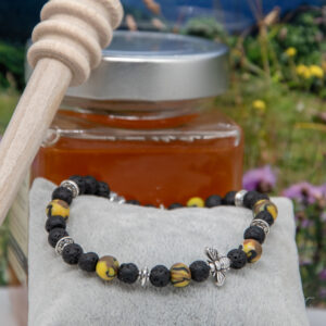 bracelet abeille et perles de lave