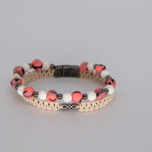 bracelet macramé perles pour ados ( rose)