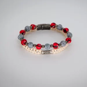 bracelet macramé perles pour ados rouge