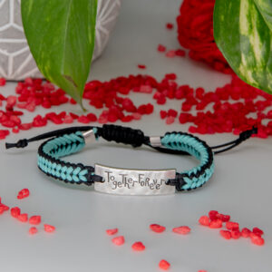 bracelet couple macramé together bleu et noir (3)