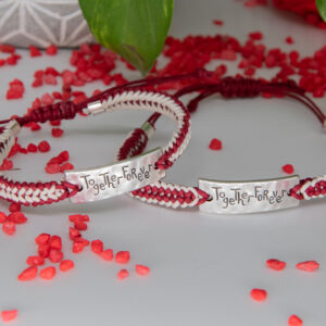 bracelets macramé duo rouge et blanc