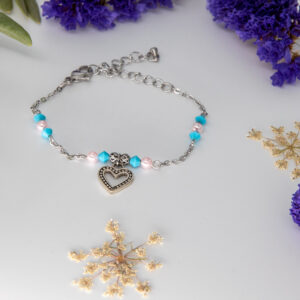 bracelet coeur rose et bleu (2)
