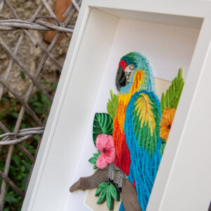 Tableau art quilling art déco parrot